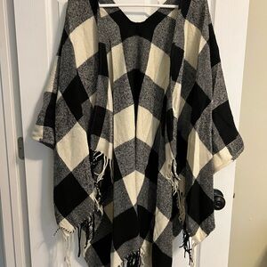 Black and White Checkered Poncho